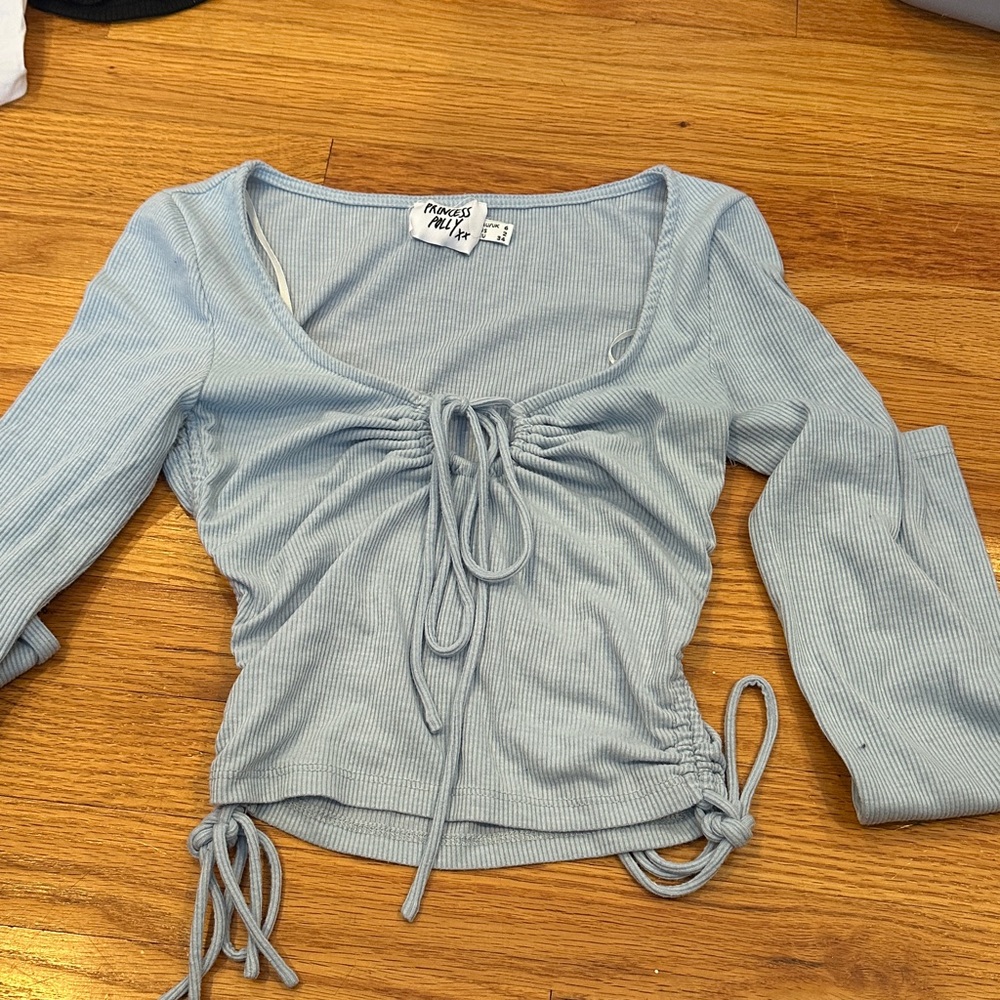 Princess Polly Light Blue Ruched Blouse
